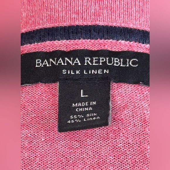 Banana Republic Pink Silk Linen V-Neck Sweater Size Large - Picture 4 of 5